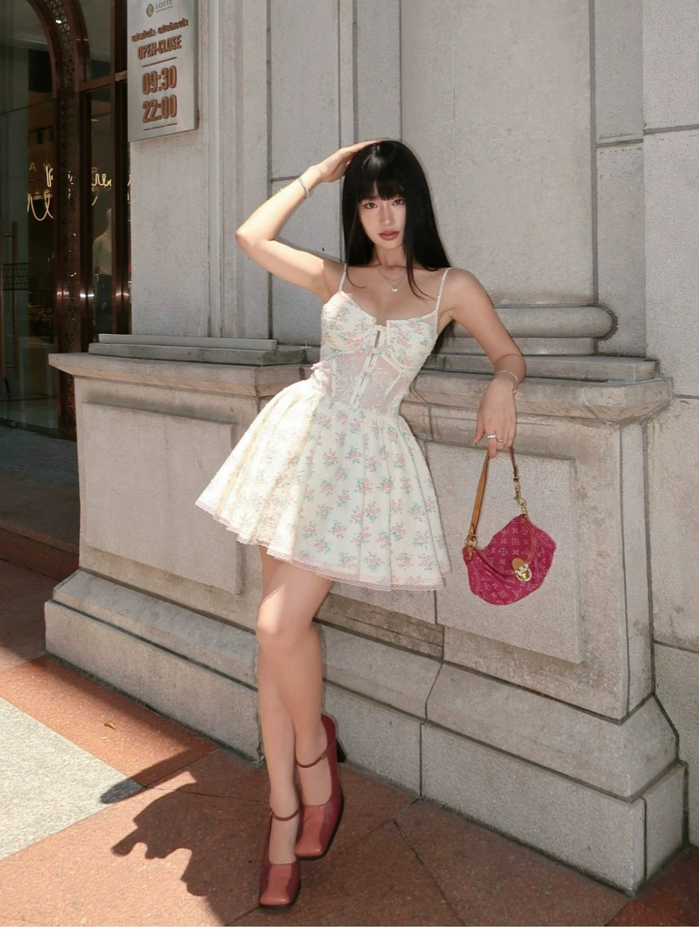Zara Summer Ditsy Floral Lace Trim Corset Strap Dress